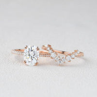 2.00CT Oval Cut Lab-Grown Diamond Twist Halo Bridal Set Ring (2Pcs) - JBR Jeweler