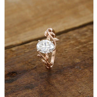 2.00CT Oval Cut Leaf Flower Alternative Rose Gold Moissanite Engagement Ring - JBR Jeweler