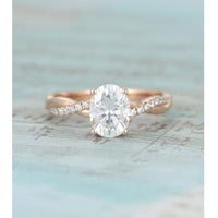 2.00CT Oval Cut Rose Gold Twisted Diamond Wedding Moissanite Engagement Ring - JBR Jeweler