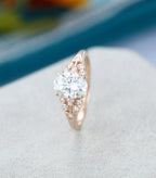 2.00CT Oval Cut Rose Gold Unique Cluster Vintage Wedding Moissanite Engagement Ring - JBR Jeweler