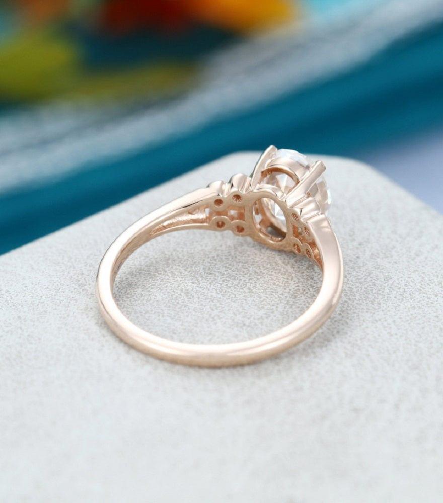 2.00CT Oval Cut Rose Gold Unique Cluster Vintage Wedding Moissanite Engagement Ring - JBR Jeweler