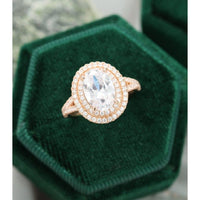 2.00CT Oval Cut Split Shank Double Halo Wedding Moissanite Engagement Ring - JBR Jeweler