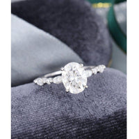 2.00CT Oval Cut White Gold Half Eternity Marqusie Opal Curved Moissanite Engagement Ring Set - JBR Jeweler