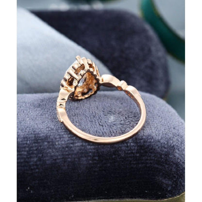 2.00Ct Pear Cut Rose Gold Milgrain Halo Vintage Promise Moissanite Engagement Ring - JBR Jeweler