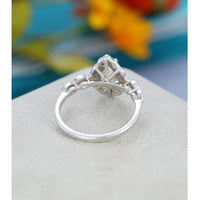 2.00CT Pear Cut White Gold Milgrain Vintage Women Halo Moissanite Engagement Ring - JBR Jeweler