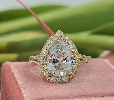 2.00Ct Pear Shaped Halo Promise Moissanite Diamond Engagement Ring - JBR Jeweler