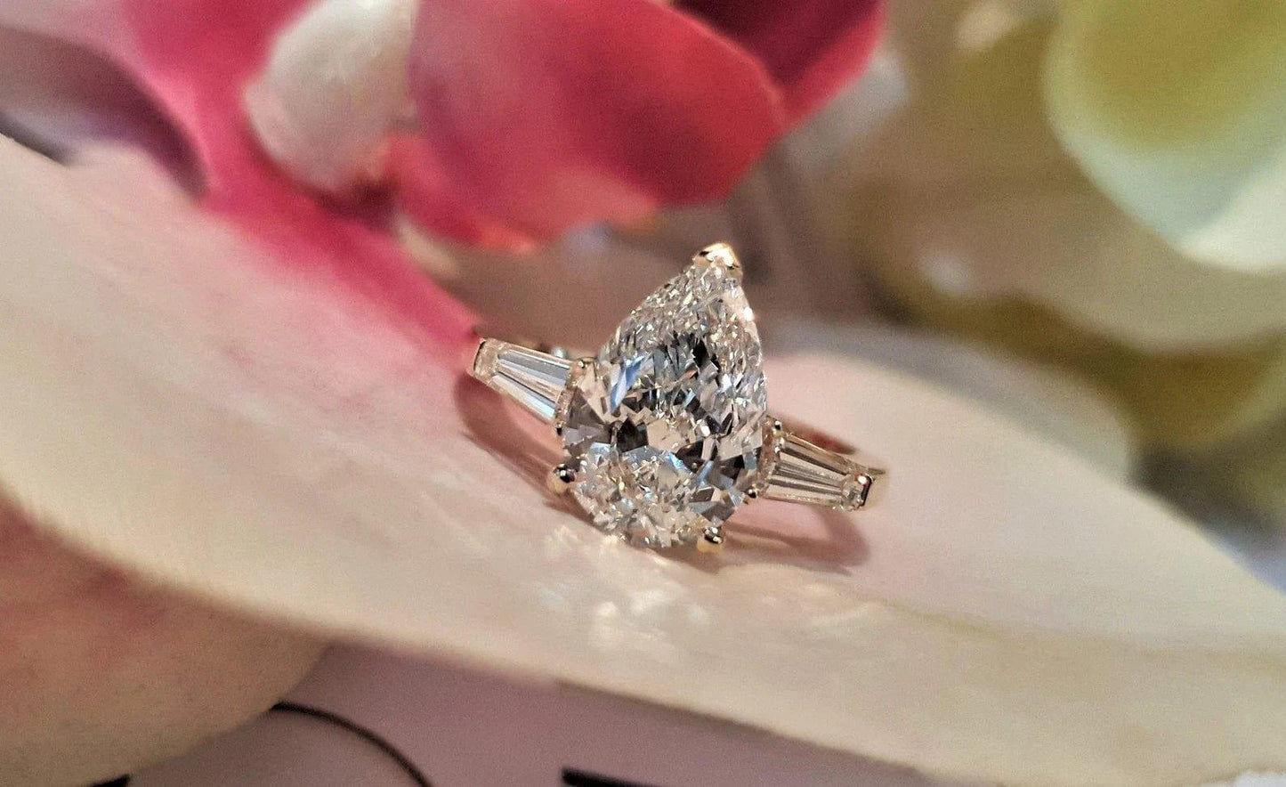 2.00Ct Pear Shaped Three Stone Moissanite Diamond Engagement Ring - JBR Jeweler