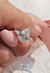 2.00Ct Pear Shaped Three Stone Moissanite Diamond Engagement Ring - JBR Jeweler