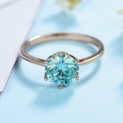 2.00CT Round Cut Green Blue Solitaire Moissanite Engagement Ring Anniversary Gift - JBR Jeweler