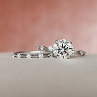 2.00CT Round Cut Lab Grown Diamond Wedding Bridal Ring Set with Band (2PCS) - JBR Jeweler