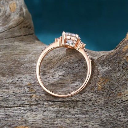 2.00CT Round Cut Rose gold Side Stones Promise anniversary Moissanite engagement ring - JBR Jeweler