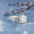 2.00CT Round Cut White Gold Bypass Tapered Moissanite Engagement Promise Ring - JBR Jeweler