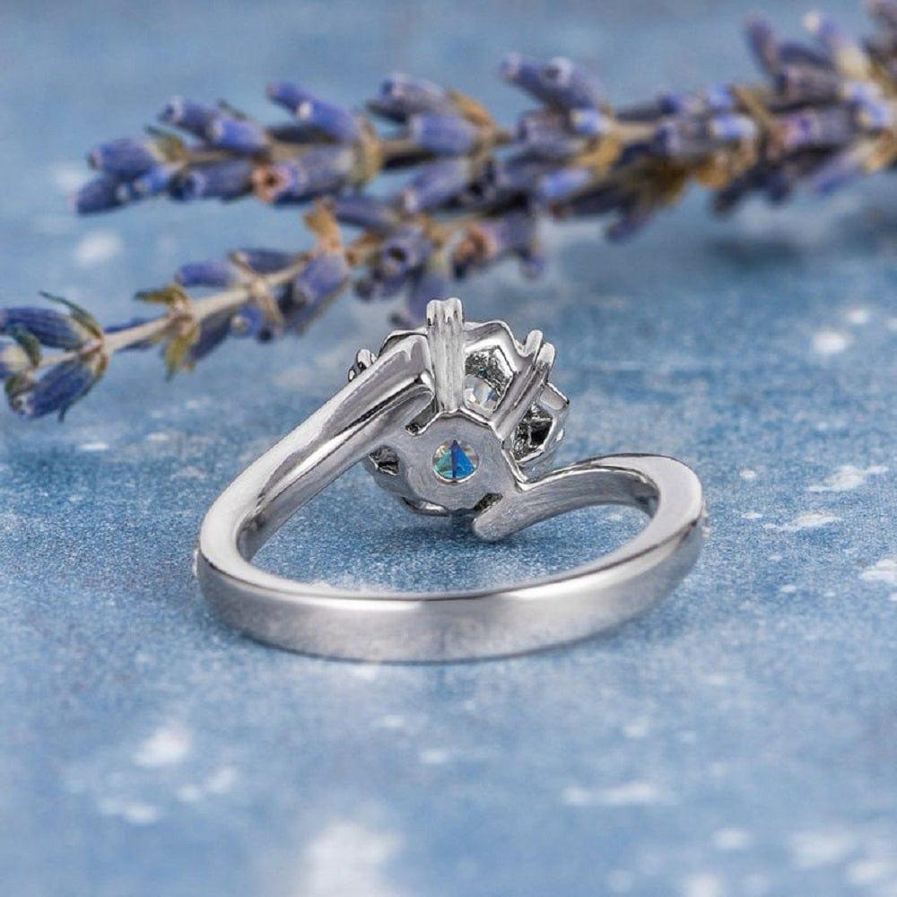 2.00CT Round Cut White Gold Bypass Tapered Moissanite Engagement Promise Ring - JBR Jeweler