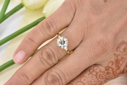 2.00CT Round Old European Cut Yellow Gold Wedding Colorless Moissanite Engagement Ring - JBR Jeweler