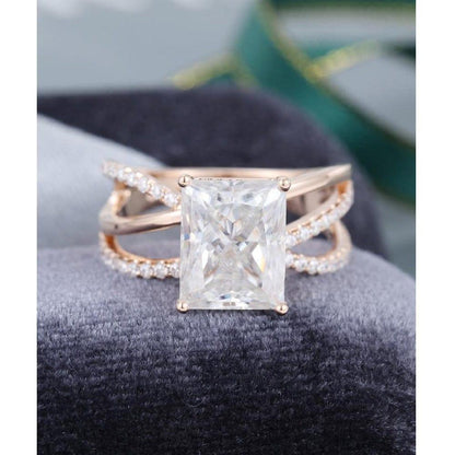 2.00CT Unique Twisted Cushion Cut Rose Gold Art Alterantive Moissanite Engagement Promise Ring - JBR Jeweler