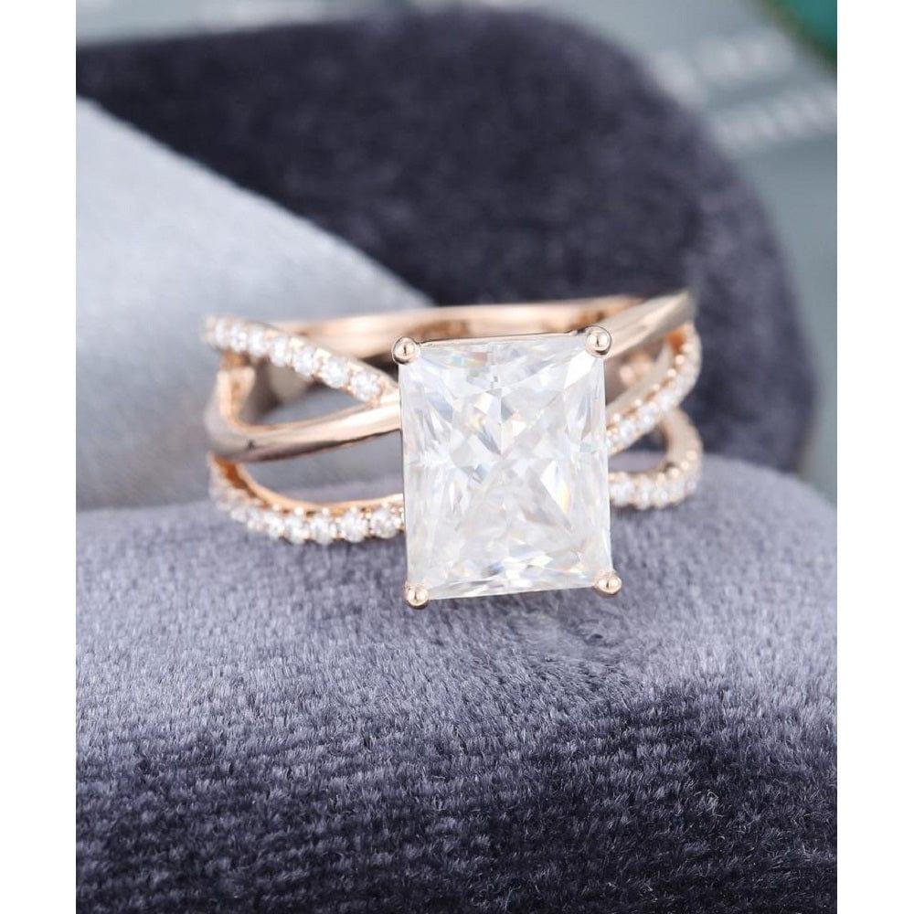 2.00CT Unique Twisted Cushion Cut Rose Gold Art Alterantive Moissanite Engagement Promise Ring - JBR Jeweler