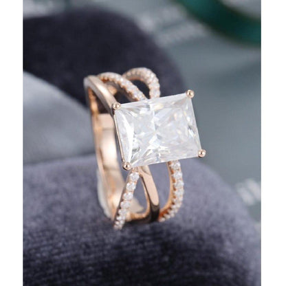 2.00CT Unique Twisted Cushion Cut Rose Gold Art Alterantive Moissanite Engagement Promise Ring - JBR Jeweler