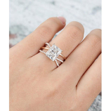 2.00CT Unique Twisted Cushion Cut Rose Gold Art Alterantive Moissanite Engagement Promise Ring - JBR Jeweler