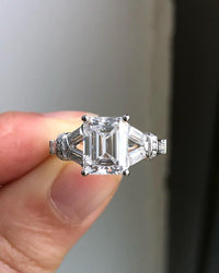 2.0CT Emerald Cut Diamond Cluster Moissanite Engagement Ring - JBR Jeweler