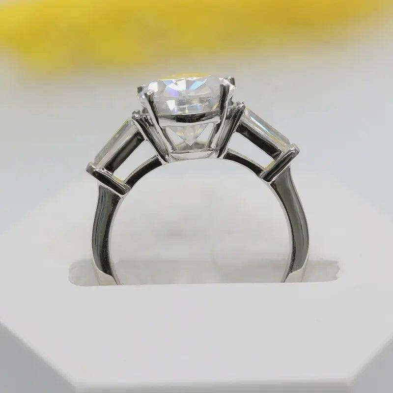 2.10CT Pear Cut Side Baguette Three Stone Moissanite Engagement Ring - JBR Jeweler