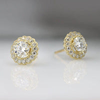 2.32 TCW Round Cut Moissanite Milgrain Halo Stud Earring - JBR Jeweler