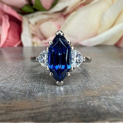 2.40ctw Marquise Sapphire Engagement Moissanite Ring - JBR Jeweler