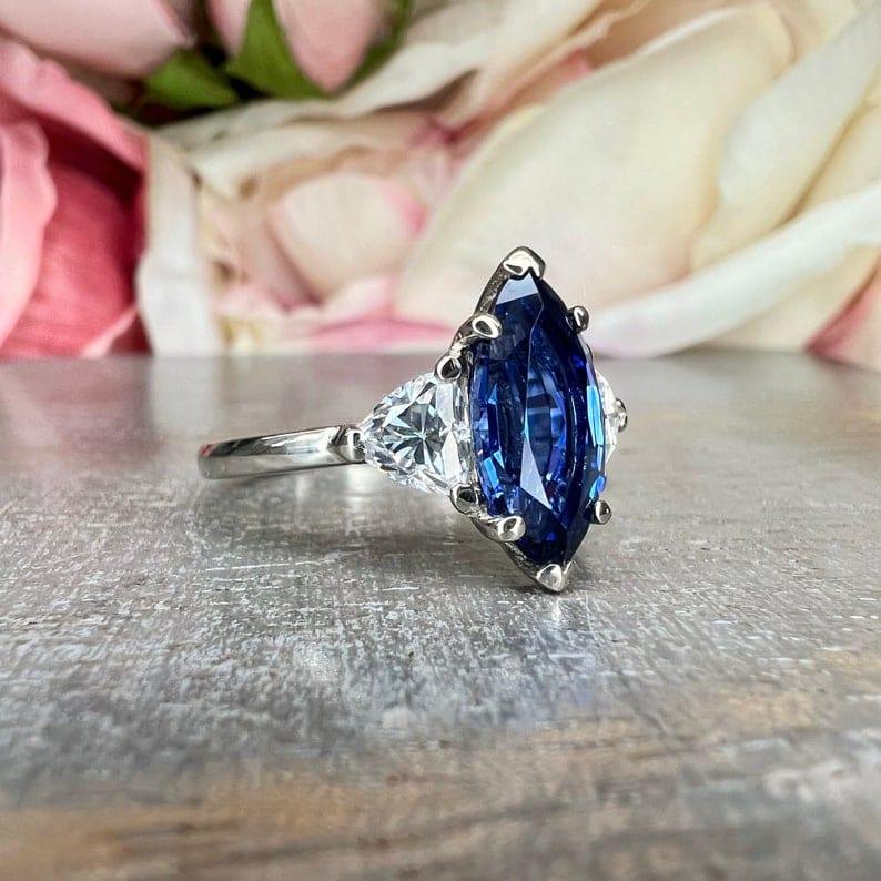 2.40ctw Marquise Sapphire Engagement Moissanite Ring - JBR Jeweler