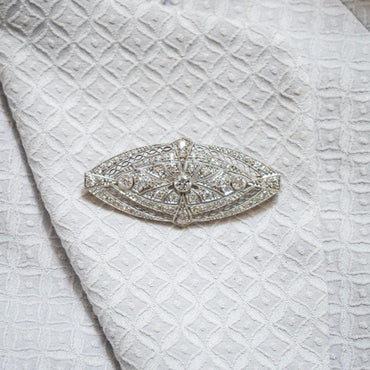 2.50ct Antique Art Deco Moissanite Diamond & 14k White Gold Pin Brooch - JBR Jeweler