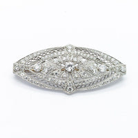 2.50ct Antique Art Deco Moissanite Diamond & 14k White Gold Pin Brooch - JBR Jeweler