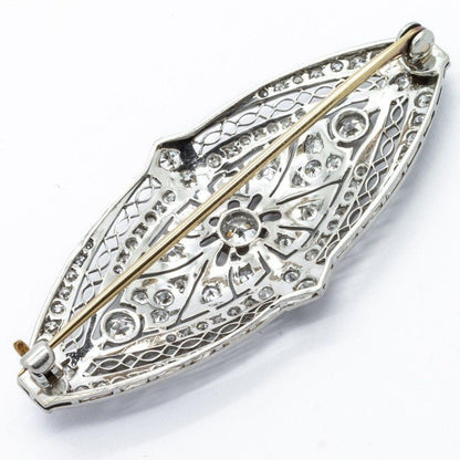 2.50ct Antique Art Deco Moissanite Diamond & 14k White Gold Pin Brooch - JBR Jeweler