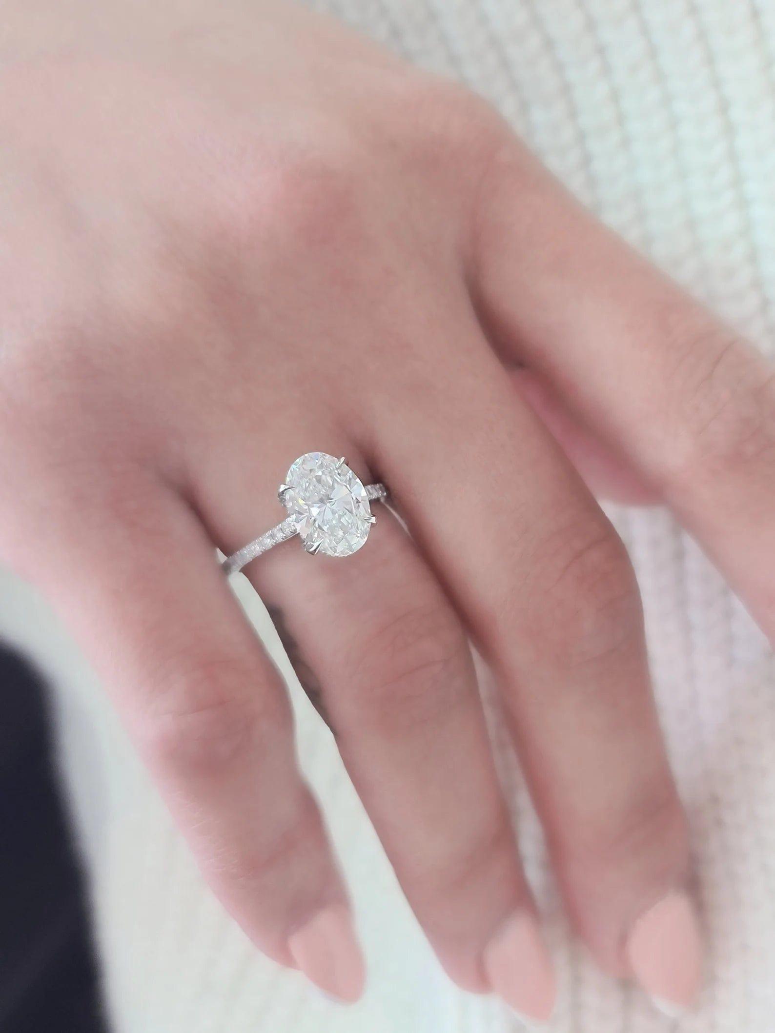 2.50Ct Classic Under Halo Oval Cut Moissanite Diamond Engagement Ring - JBR Jeweler