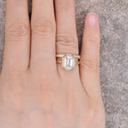 2.50CT Emerald Cut Yellow Gold Vintage Half Eternity Moissanite Engagement Ring Bridal Set - JBR Jeweler