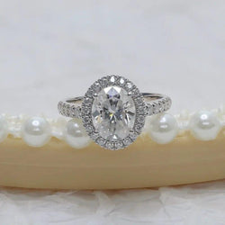 2.50Ct Oval Cut Diamond Lab Grown Halo Set Engagement Ring - JBR Jeweler