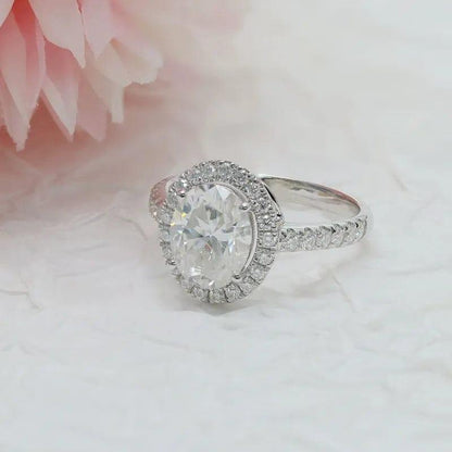 2.50Ct Oval Cut Diamond Lab Grown Halo Set Engagement Ring - JBR Jeweler