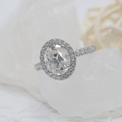 2.50Ct Oval Cut Diamond Lab Grown Halo Set Engagement Ring - JBR Jeweler