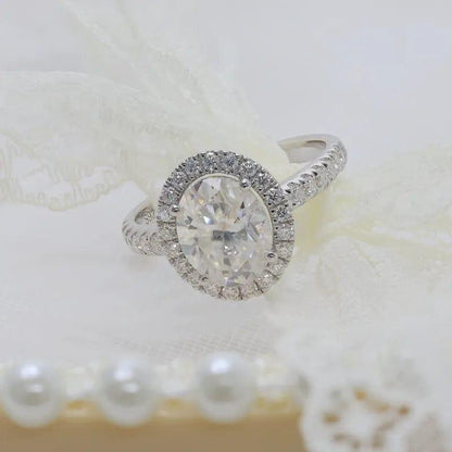 2.50Ct Oval Cut Diamond Lab Grown Halo Set Engagement Ring - JBR Jeweler