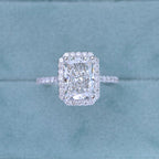 2.50CT Radiant Cut Halo White Gold Moissanite Engagement Ring - JBR Jeweler