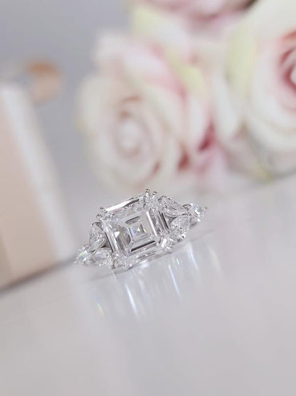 2.5CT Asscher Cut Certified F-VS1 Lab-Grown Diamond Engagement Ring - JBR Jeweler