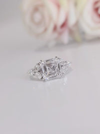 2.5CT Asscher Cut Certified F-VS1 Lab-Grown Diamond Engagement Ring - JBR Jeweler