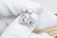 2.60 TCW Round Cut Moissanite Six Prong Dangle Drop Earring - JBR Jeweler