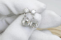 2.60 TCW Round Cut Moissanite Six Prong Dangle Drop Earring - JBR Jeweler