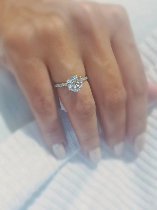 2 Carat Solitaire Round Moissanite Diamond Engagement Ring - JBR Jeweler