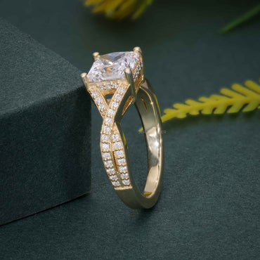 2.00CT Princess Cut Twist Moissanite Engagement Ring