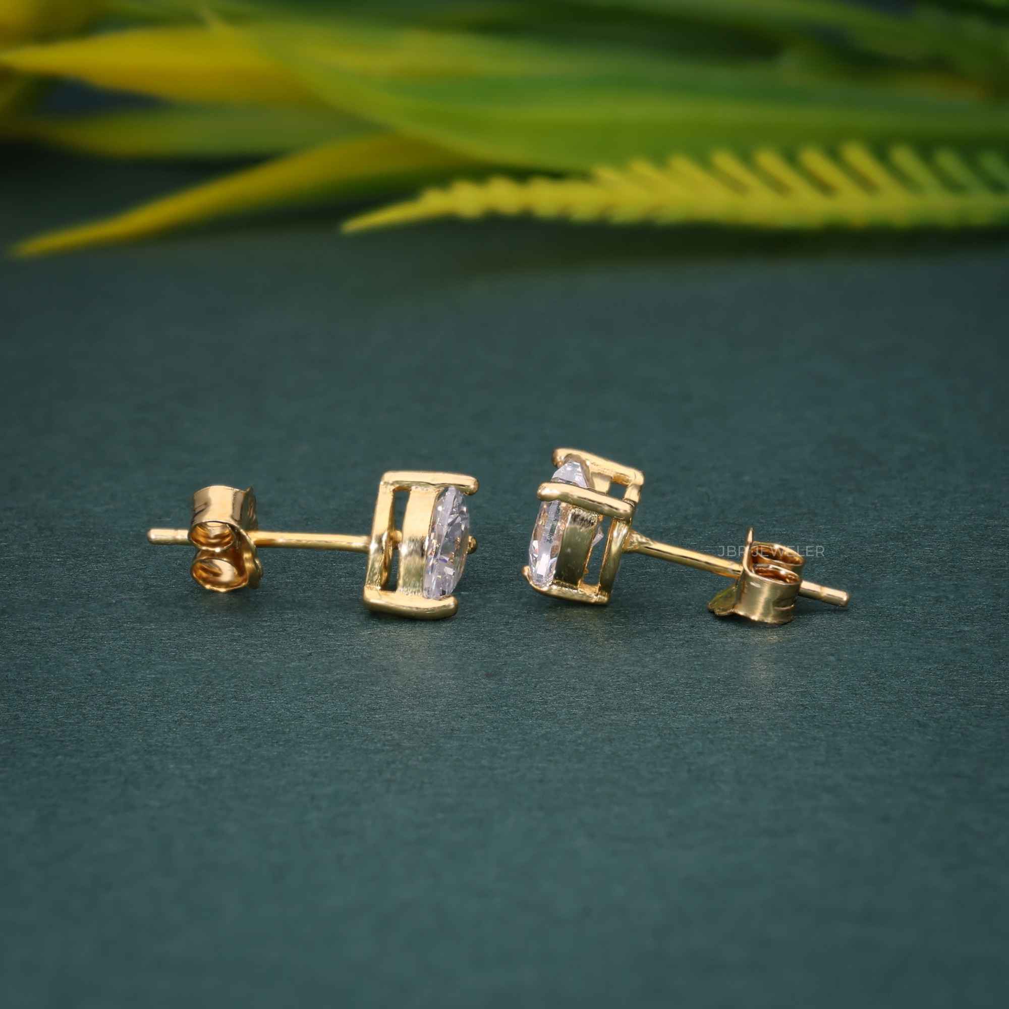 2.00Ct Heart Shape Created Diamond Real 14K Yellow Gold Earrings Studs Screw Back - JBR Jeweler