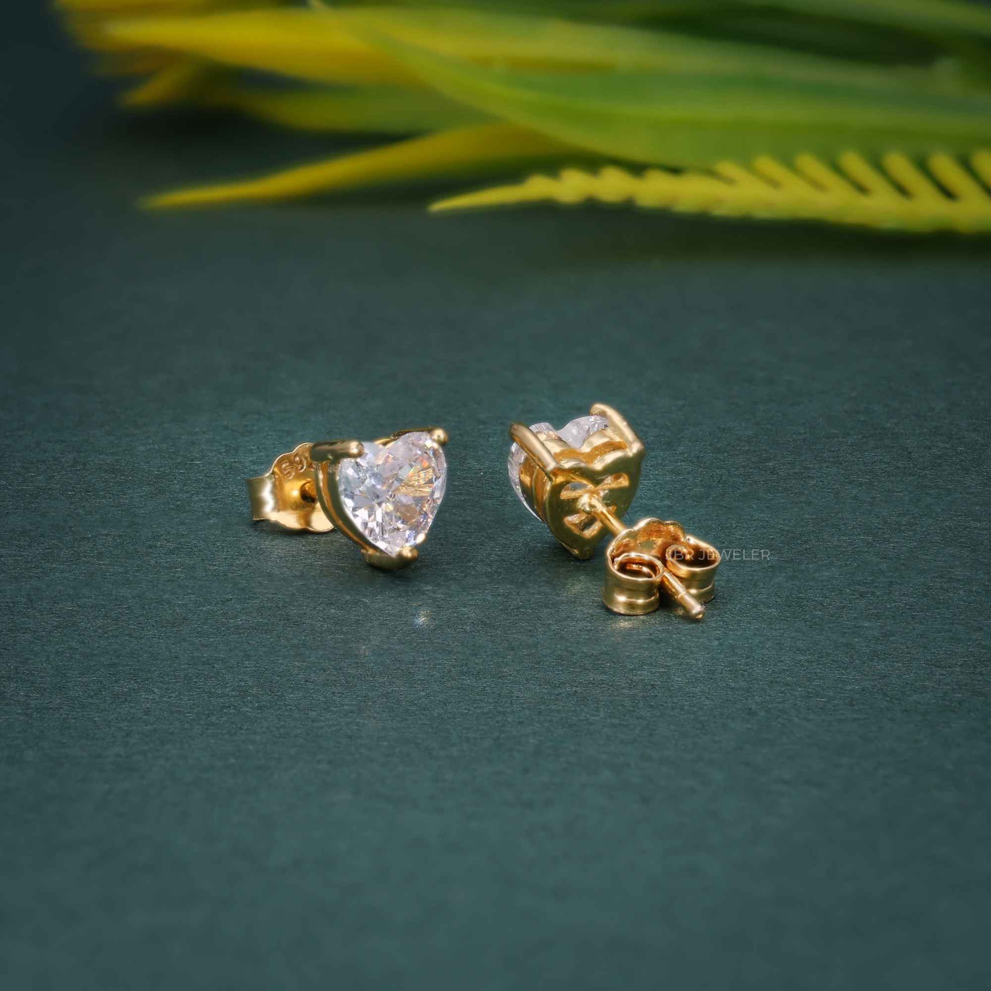 2.00Ct Heart Shape Created Diamond Real 14K Yellow Gold Earrings Studs Screw Back - JBR Jeweler