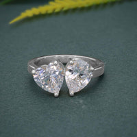 2.0CT Pear/Heart Cut Diamond Moissanite Toi Moi Engagement Ring