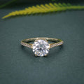 2.0CT Round Floral Lab Grown Six Prong Engagement Ring