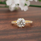 Six Prong 2.0CT Round Floral Lab Grown Diamond Ring