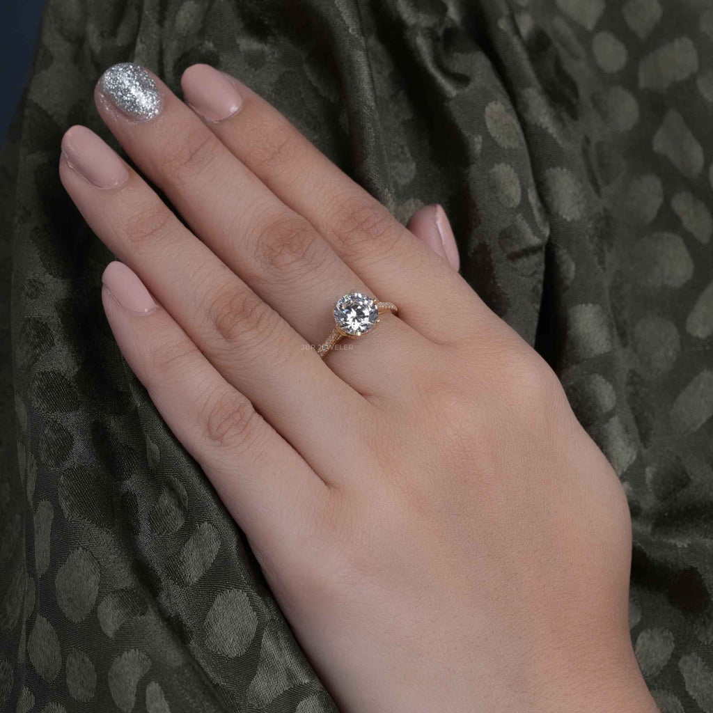 Floral Six Prong 2.0CT Round Lab Grown Diamond Ring