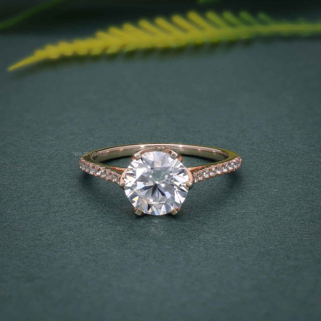 Stunning 2.0CT Round Lab Grown Floral Engagement Ring